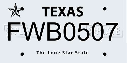FWB0507 Texas License Plate