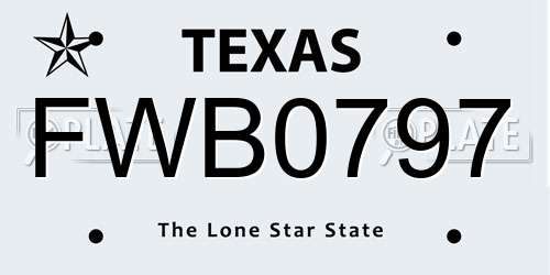 FWB0797 Texas License Plate