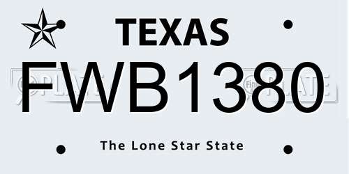 FWB1380 Texas License Plate