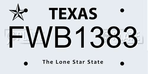 FWB1383 Texas License Plate
