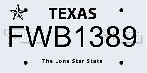 FWB1389 Texas License Plate