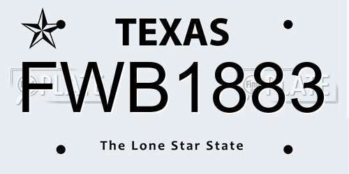 FWB1883 Texas License Plate