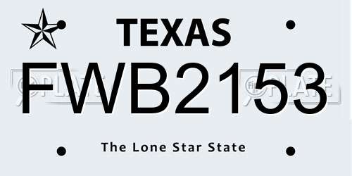 FWB2153 Texas License Plate