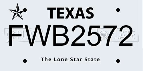 FWB2572 Texas License Plate