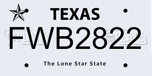 FWB2822 Texas License Plate