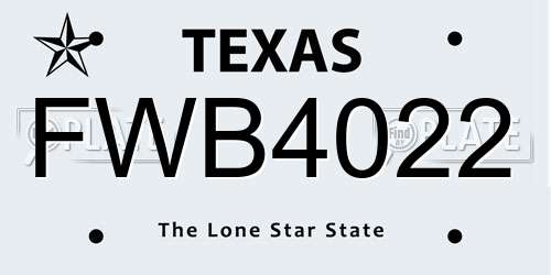 FWB4022 Texas License Plate