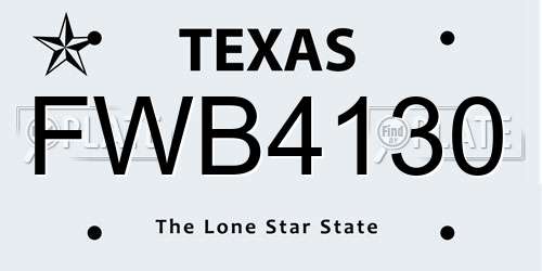 FWB4130 Texas License Plate