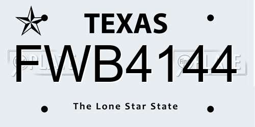 FWB4144 Texas License Plate