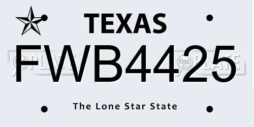 FWB4425 Texas License Plate