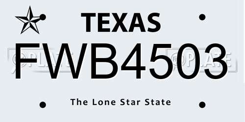 FWB4503 Texas License Plate