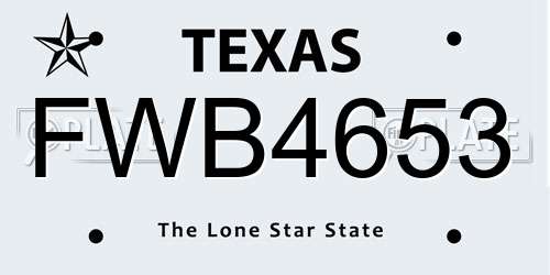 FWB4653 Texas License Plate