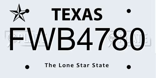 FWB4780 Texas License Plate