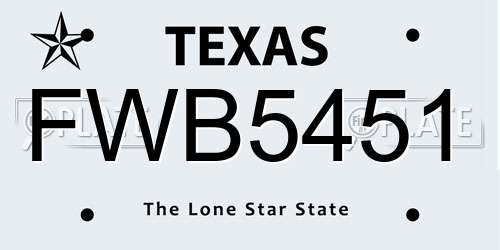 FWB5451 Texas License Plate