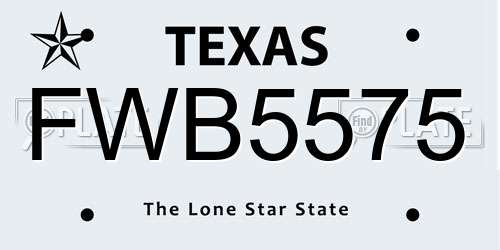 FWB5575 Texas License Plate