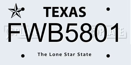 FWB5801 Texas License Plate