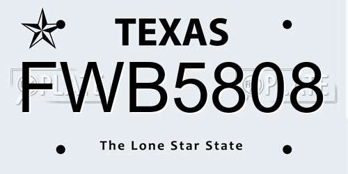 FWB5808 Texas License Plate