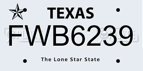 FWB6239 Texas License Plate