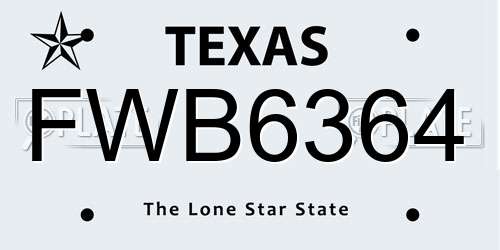 FWB6364 Texas License Plate
