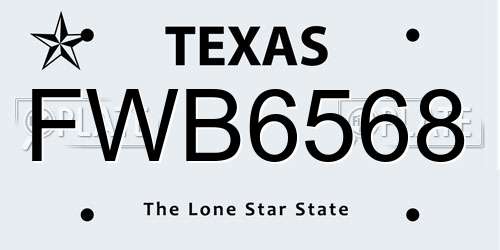 FWB6568 Texas License Plate