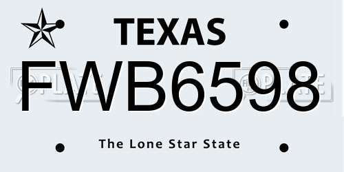 FWB6598 Texas License Plate