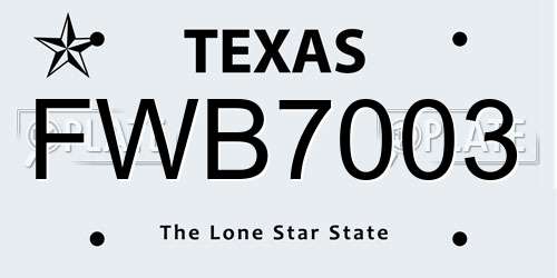 FWB7003 Texas License Plate