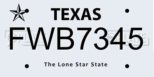FWB7345 Texas License Plate