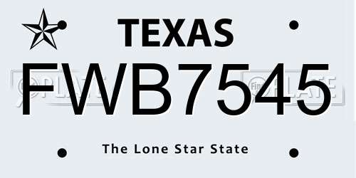 FWB7545 Texas License Plate