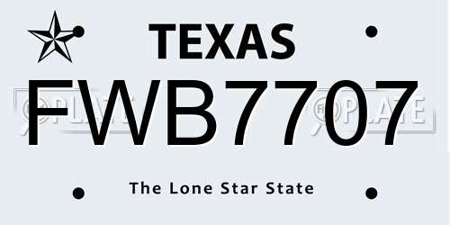 FWB7707 Texas License Plate