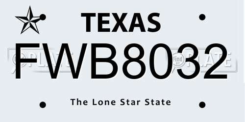 FWB8032 Texas License Plate