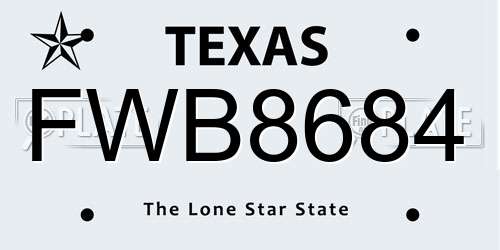 FWB8684 Texas License Plate