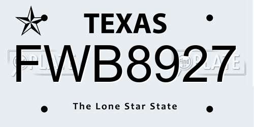 FWB8927 Texas License Plate