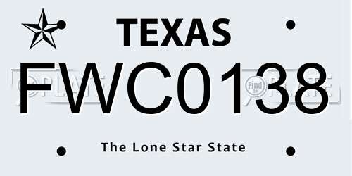 FWC0138 Texas License Plate