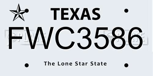 FWC3586 Texas License Plate