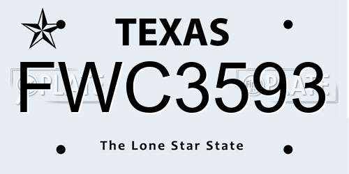 FWC3593 Texas License Plate