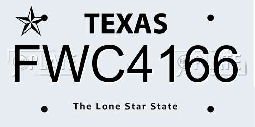 FWC4166 Texas License Plate