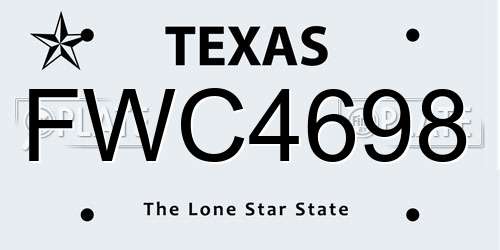 FWC4698 Texas License Plate