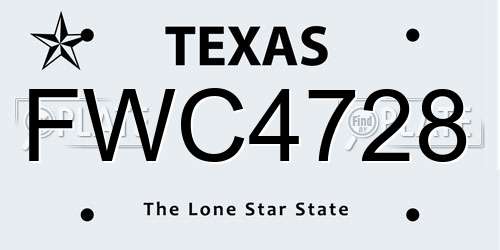 FWC4728 Texas License Plate