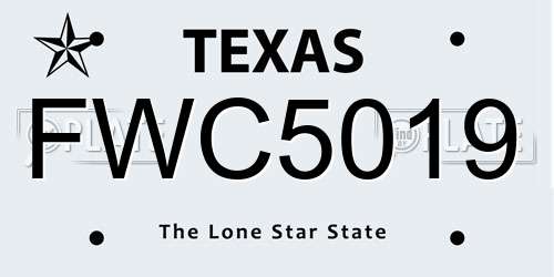 FWC5019 Texas License Plate