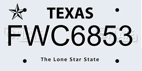 FWC6853 Texas License Plate