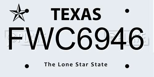 FWC6946 Texas License Plate