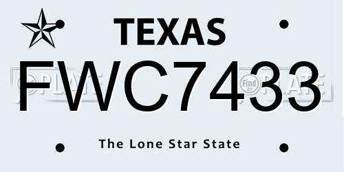 FWC7433 Texas License Plate
