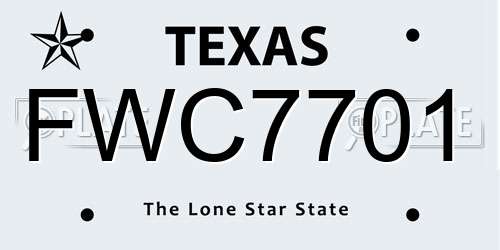 FWC7701 Texas License Plate