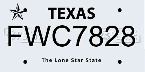 FWC7828 Texas License Plate
