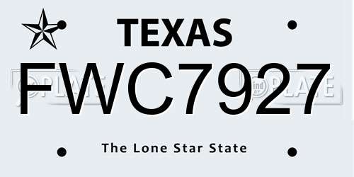 FWC7927 Texas License Plate