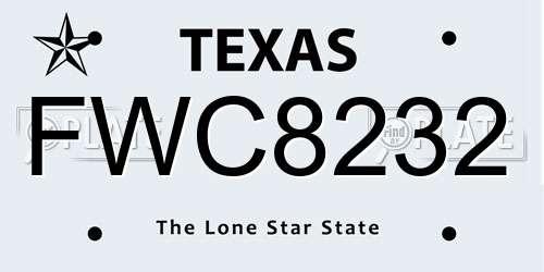 FWC8232 Texas License Plate