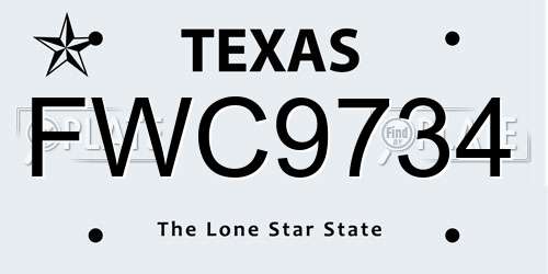 FWC9734 Texas License Plate