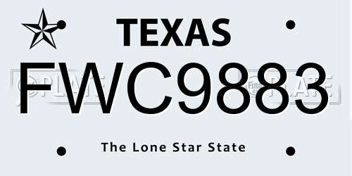FWC9883 Texas License Plate