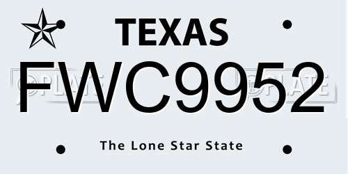 FWC9952 Texas License Plate