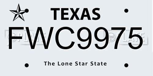 FWC9975 Texas License Plate