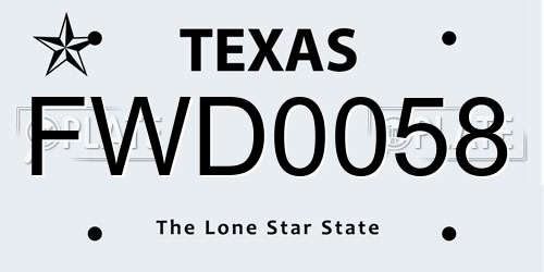 FWD0058 Texas License Plate